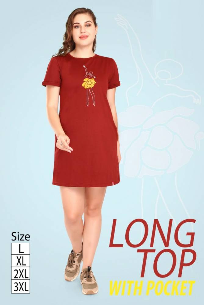 Long Top With Pocket Shinker Night Wear Designer Heavy Cotton Night Suits Collection